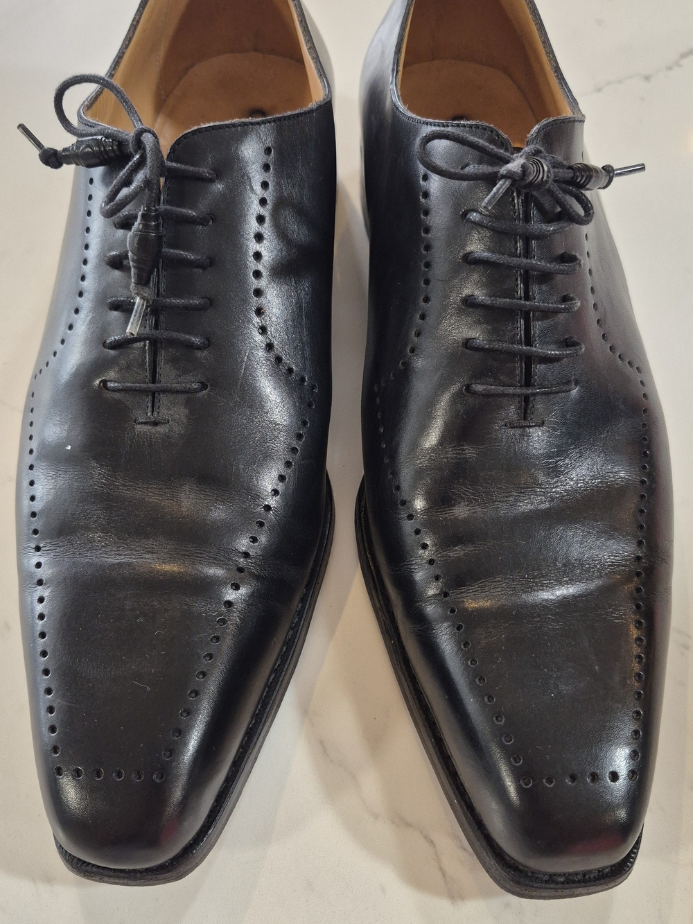 Canali Black Leather Oxford Dress Shoes
